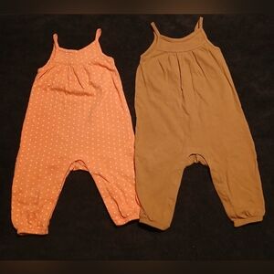 Set of Two Baby Girl Rompers - Polka Dot and Solid